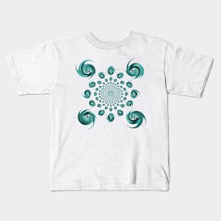 Blue Dance Kaleidoscope Floral Spirals Folk Stylised Ornament Kids T-Shirt